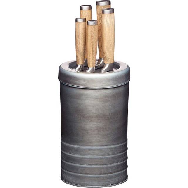 kitchencraft Industrial Kitchen 5-Piece Stainless Steel Knife Set And Knife Block