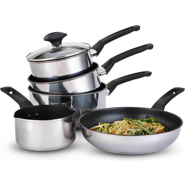Prestige Cookware Set in Stainless Steel with Milk Pan - Non Stick - Pack of 4