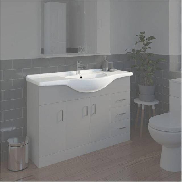 Bathroom WC Basin 1200mm Compact Sink Single Tap Hole White BASIN ONLY