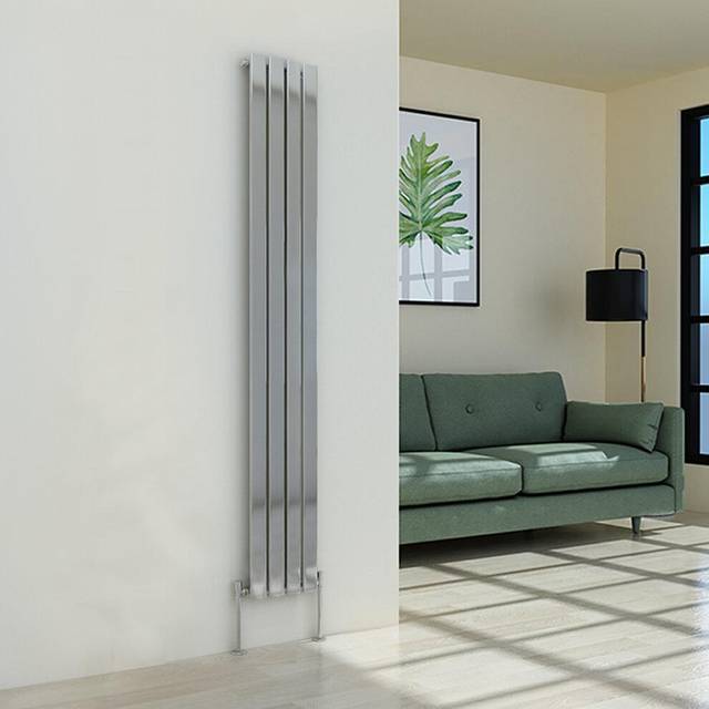 Chrome Radiator Flat Panel Vertical Single 1800x272mm - Warmehaus