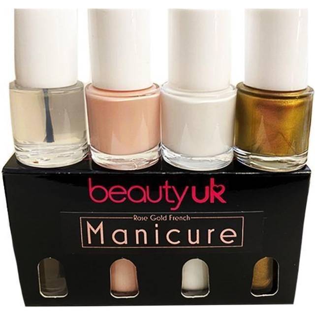 BeautyUK Rose Gold French Manicure Set 4x9ml