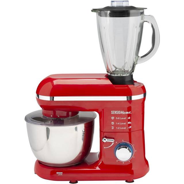 Sensio home 2-in-1 food processor blender & stand mixer - 1300w - red