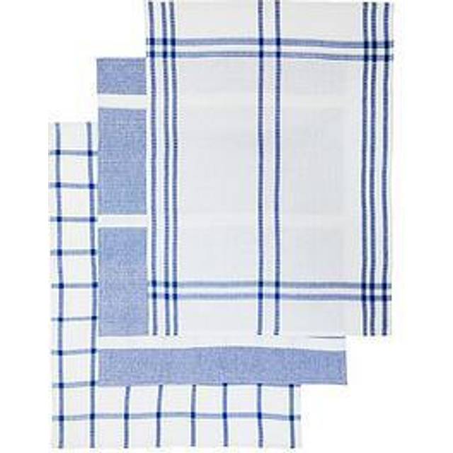 Premier Housewares Set Of 3 Doro Waffle Tea Towels - Blue And White