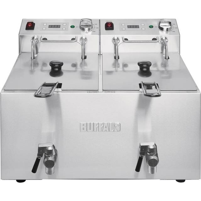 Buffalo Twin Tank Twin Basket 2x8Ltr Countertop Fryer with Timers 2x2.9kW