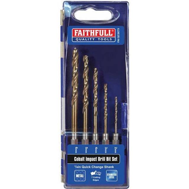 Faithfull 5 Piece HSSE M35 Cobalt Impact Drill Bit Set