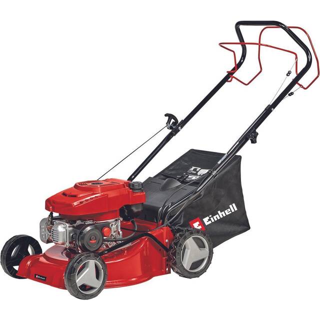 Einhell självgående bensindriven gräsklippare GC-PM 40/2 S | 40 cm klippbredd gräsklippare för trädgårdar upp till 1 000 m2 | 2 kW 4-takts OHV-motor, 7 nivåers skärhöjdjustering, 45 l gräslåda