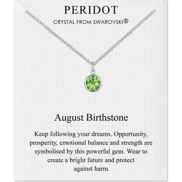Philip Jones Augusti månadssten (peridot) halsband skapat med zirkona®-kristaller, Adjustable, Kristall, Zirkoniumkristall