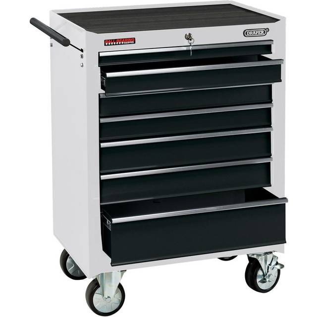 Draper Roller Tool Cabinet, 7 Drawer, 26", White