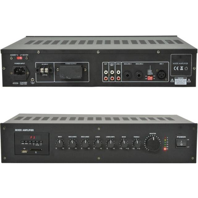100V 120W Mixer Amplifier 8Ohm Speaker Splitter Rack Mount USB RCA PA Channel