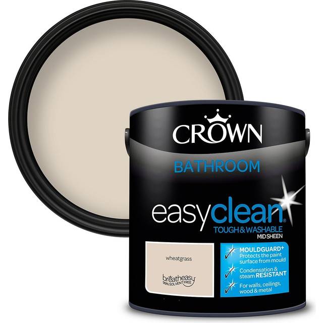Crown Easyclean Mid Sheen Emulsion Bathroom Paint - Wheatgrass - 2.5L