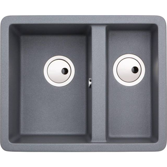 Abode Matrix Sq GR15 1.5 Bowl Granite Inset/Undermount Sink - Grey Metallic