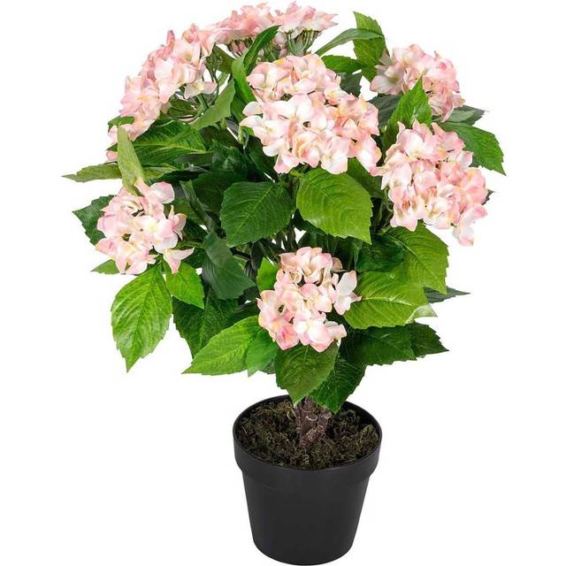 Homescapes Artificial Pink Hydrangea in Black Pot, 70 cm