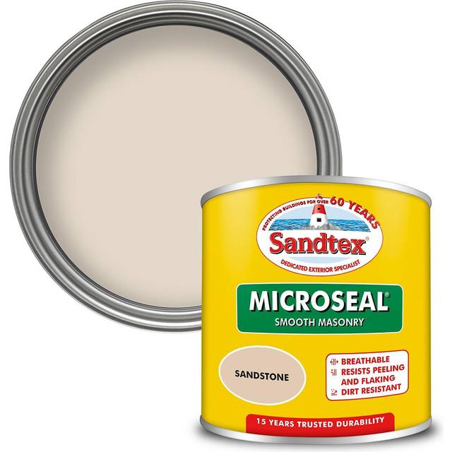 Sandtex Microseal Ultra Smooth Weatherproof Masonry 15 Year Exterior Wall Paint - Sandstone - 150ml