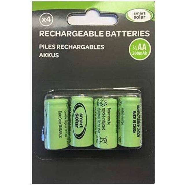 Smart Solar 2/3 AA 200 mAh Rechargeable Batteries 4pk