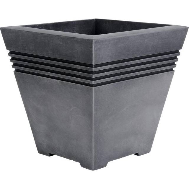 Strata Square Milano Decorative Outdoor Planter Large Garden Pot 33cm - Pewter