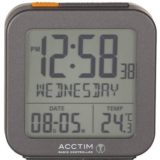 Acctim Invicta Grey Radio Controlled Lcd Alarm Clock, Grey