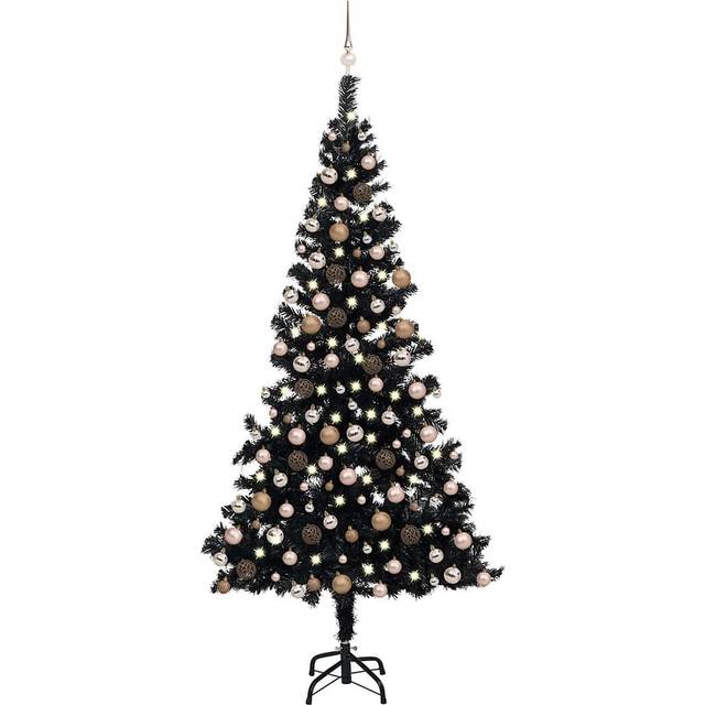 VidaXl Plastgran Med Led Och Julgranskulor Svart 210 Cm Pvc