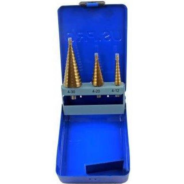 US PRO Tools 3pc HSS Step Drills Titanium Coated 4mm to 30mm 2645
