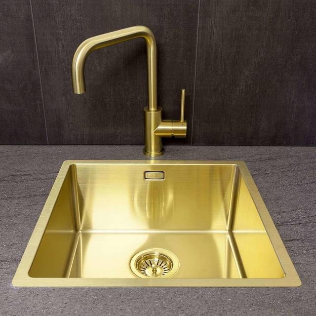 Reginox Miami 50x40cm Gold Single Bowl Undermount Stainless Steel Kitchen Sink