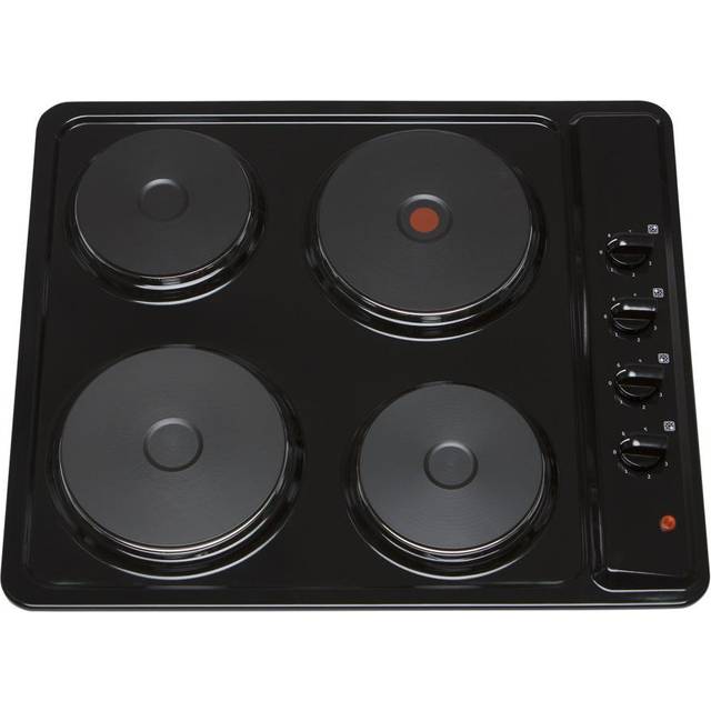 SIA PHP601BL 60cm Black 4 Zone Electric Solid Plate Easy Clean Side Control Hob