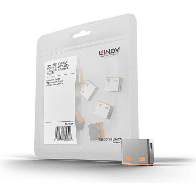 USB Port Blocker (without key) - Pack of 10, Colour Code: Orange