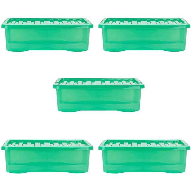 Wham Set Of 3 Green Crystal Plastic Storage Boxes &Ndash; 32 Litres Each