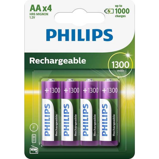 Philips Genopladelige AA-batterier, 4 stk