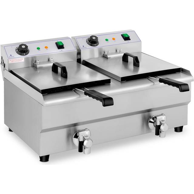 Royal Catering Electric Deep Fat Fryer - 2 x 13 litres - drain taps - 230 V RCEF 13DB