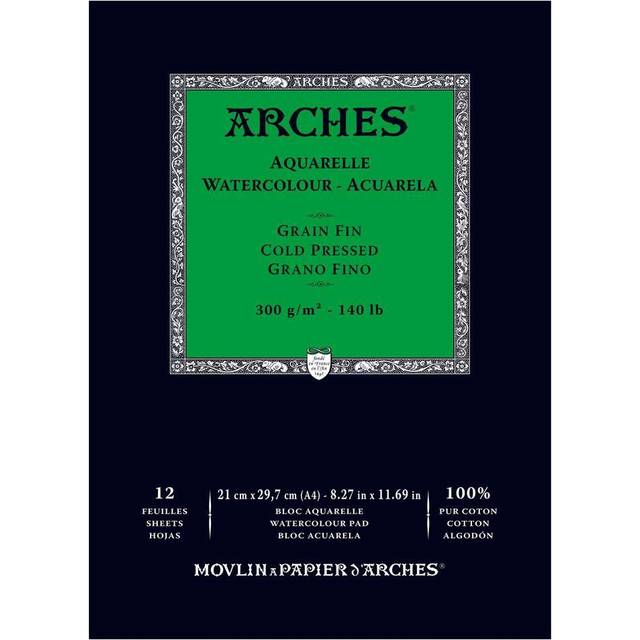 Arches : Aquarelle : Gummed Watercolour Pad : A4 : 12 sheets : 140lb : 300gsm  Not