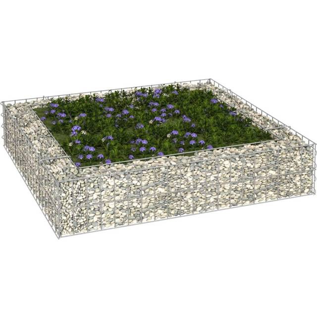 vidaXL Planteringsgabion upphöjd galvaniserat stål 100x100x20 cm
