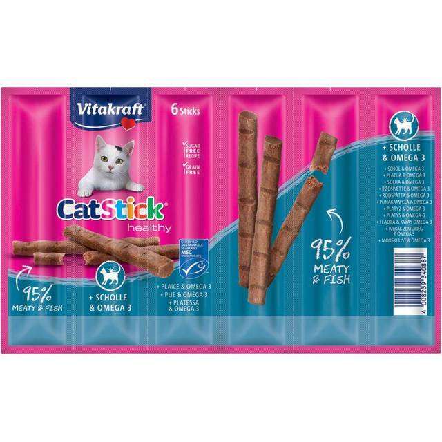 Vitakraft Cat Stick Healthy kattgodis - Rödspetta & omega 3 6 x 6 g