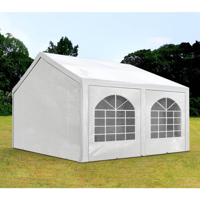 TOOLPORT Hochwertiges Partyzelt 4x4 m Pavillon Zelt PE Plane 450 N Gartenzelt Festzelt Wasserdicht weiß
