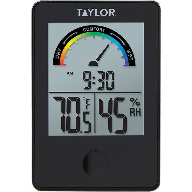 Taylor Digital Indoor Comfort Level Thermometer and Hygrometer  Black