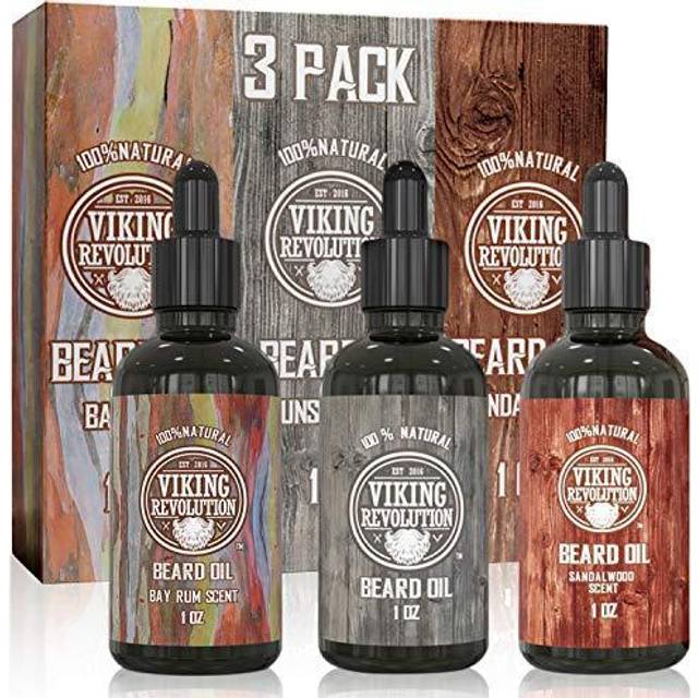 Beard Oil Conditioner 3 Pack All Natural Variety Set Variety 2 3 Pack Mix Bay Rum Unscented and Sandalwood Oil Conditioning and Moisturizing for a