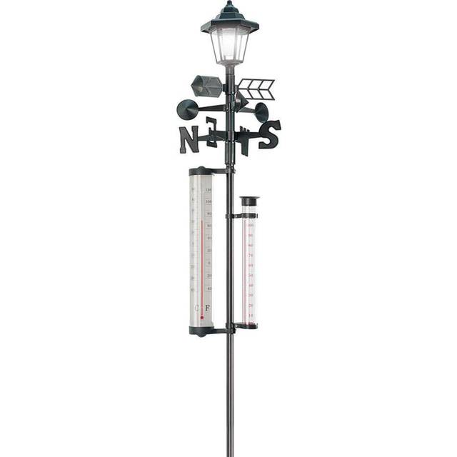 60 '' Tall. All-In-One Solar Weather Station with Solar Powered Light - Measures Snow, Rain, and Wind Speeds