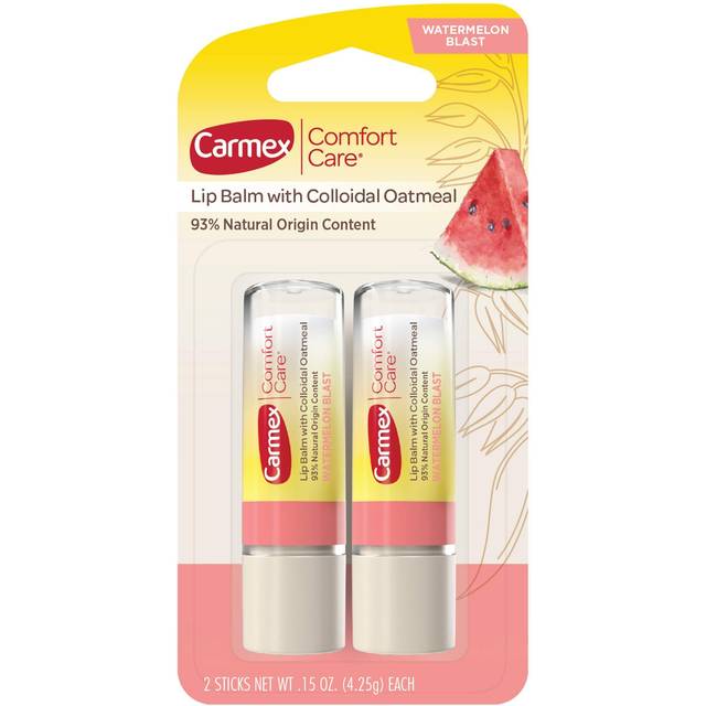 Carmex, Comfort Care, Lip Balm with Colloidal Oatmeal, Watermelon Blast, 2 Sticks, 0.15 oz (4.25 g) Each