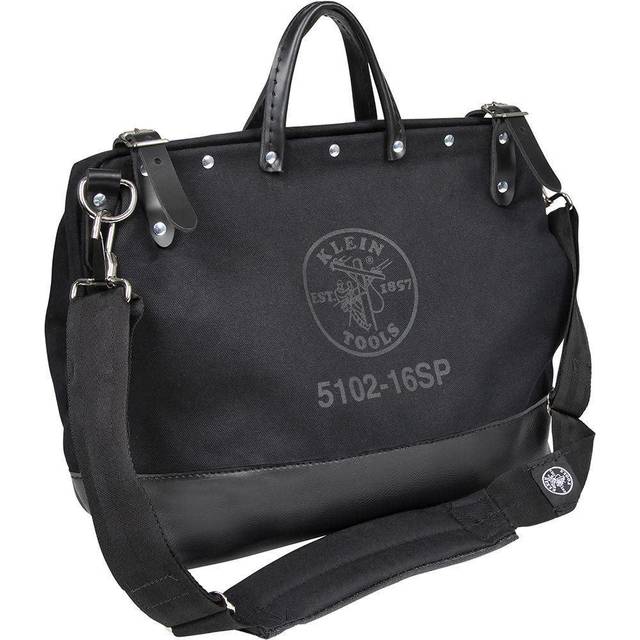Klein Tools, Large 40.6 cm Deluxe Canvas Tool Bag and Organizer with 13 Pockets and Shoulder Strap, Black 510216SPBLK