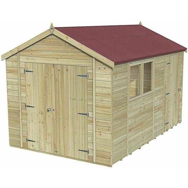 12' x 8' Forest Timberdale 25yr Guarantee Tongue & Groove Pressure Treated Double Door Combination Apex Shed (3.65m x 2.52m)