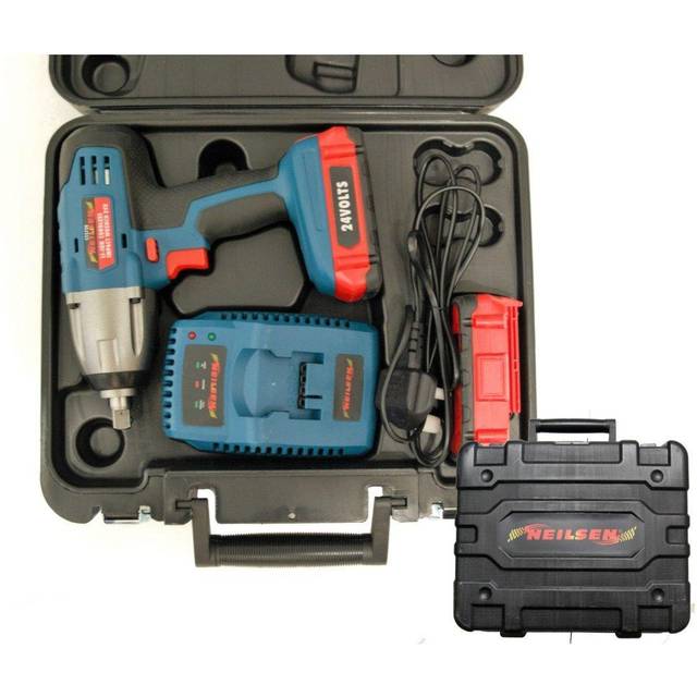 Neilsen 24v Li-Ion Cordless Impact Wrench Gun 1/2 Inch Drive Lithium Batteries