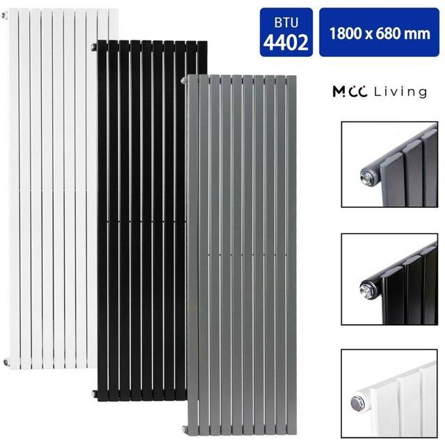 MCC Designer Flat Panel Single Radiator 1800X680 Black, Black