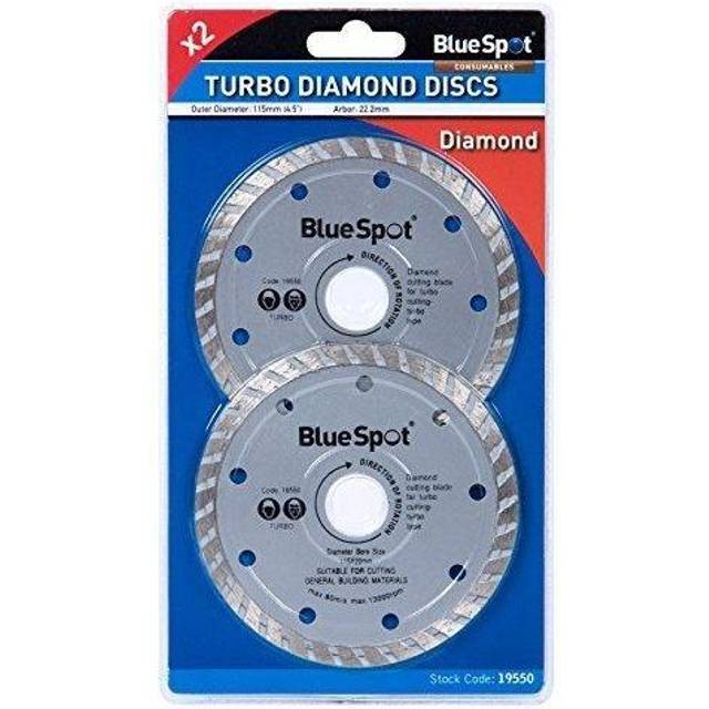 "Bluespot 2pce Turbo 115mm (4.5"") Diamond Discs -  cutting diamond 115mm turbo stone disc discs 4 2 x concrete grinding masonry angle grinder"
