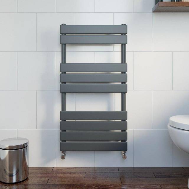 Modern bathroom flat panel heated towel rail radiator anthracite 950x500mm ndt
