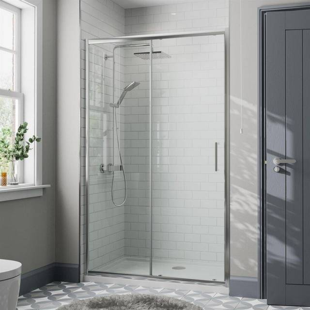 1400mm sliding shower door enclosure glass screen panel framed 8mm safety glass