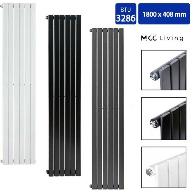 (Black, 1800x408 mm Single) MCC Radiator Horizontal Vertical Designer Flat Panel Central Heating Radiator Heater