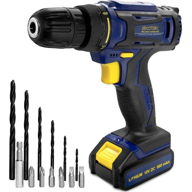 Cordless Drill Driver 18/20V Max Li-ion Drill Bit Set - 13 Pc Kit Battery And Charger Included, Blue