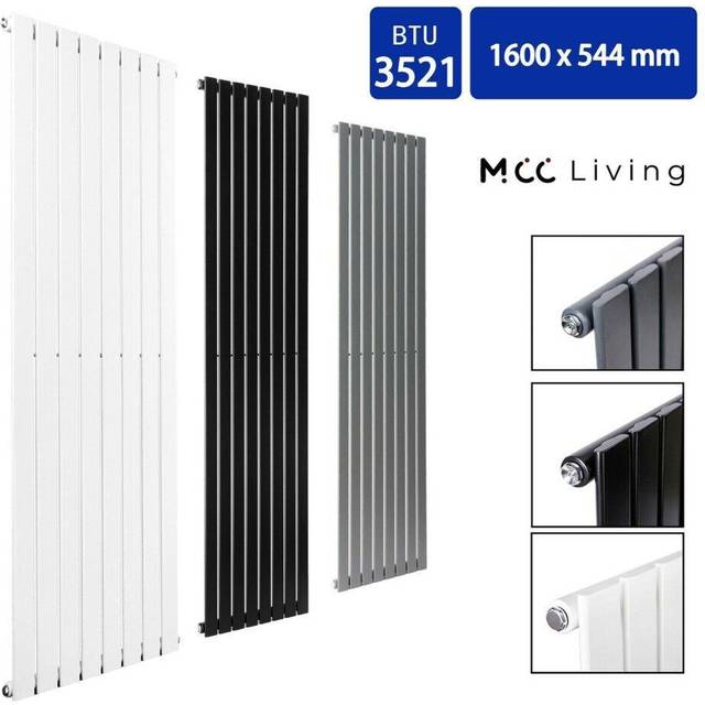 (White, 1600x544 mm Single) MCC Radiator Horizontal Vertical Designer Flat Panel Central Heating Radiator Heater