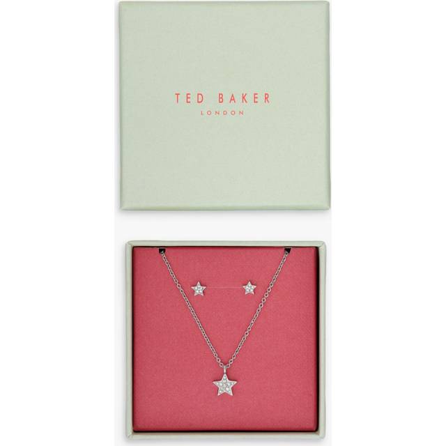 Ted Baker SASKIYA Silver Tone Nano Star Necklace & Stud Earring Set TBJ3171-01-02