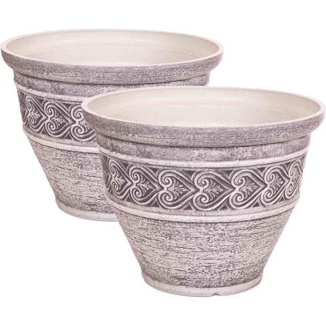 You Garden Pair Heart 40Cm Washed Granite Planter - One Colour