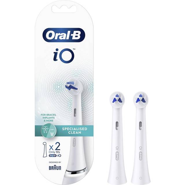 Oral-B iO Specialiserade rengöringsborsthuvuden för elektrisk tandborste, 2 stycken, Oral-Bs bästa tandrengöring, tandborstfäste för Oral-B tandborstar
