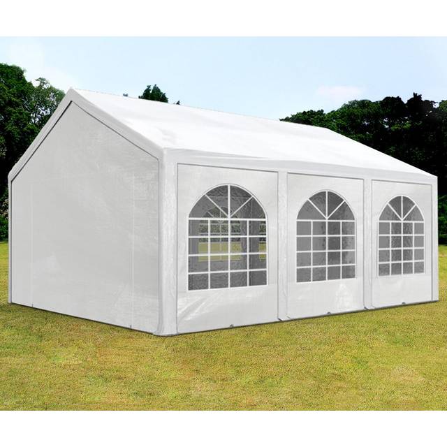TOOLPORT Hochwertiges Partyzelt 4x6 m Pavillon Zelt PE Plane 450 N Gartenzelt Festzelt Wasserdicht weiß
